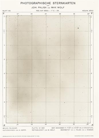 (ASTRONOMY--JOHANN PALISA & MAX WOLF) A group of 14 celestial photographs from the Photographische Sternkarten [Photographic Atlas of t